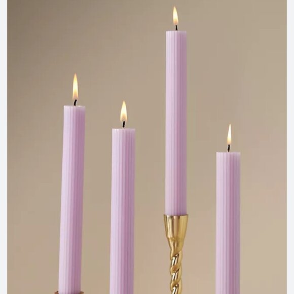 Anthropologie Fluted Lavender Taper Candles Set of 4 NEW WITH TAG - Picture 3 of 3